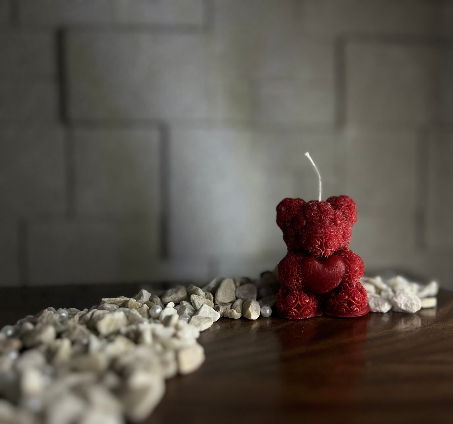 Heart teddy candle