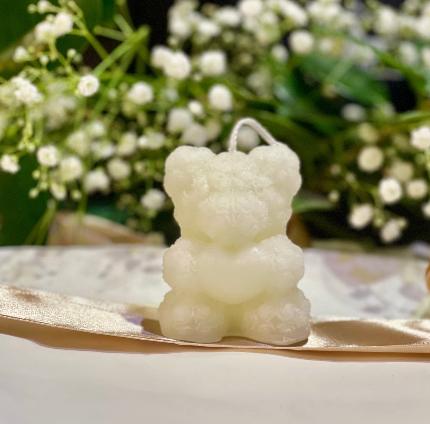 Heart teddy candle